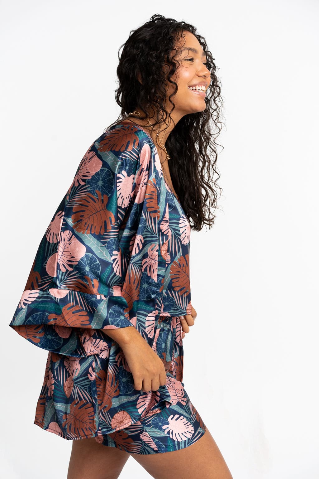Recycled Polyester Victoria Silky Printed Ruana GyalBashy