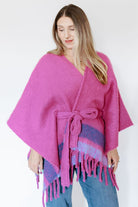 Striped Belted Ruana With Fringe GyalBashy