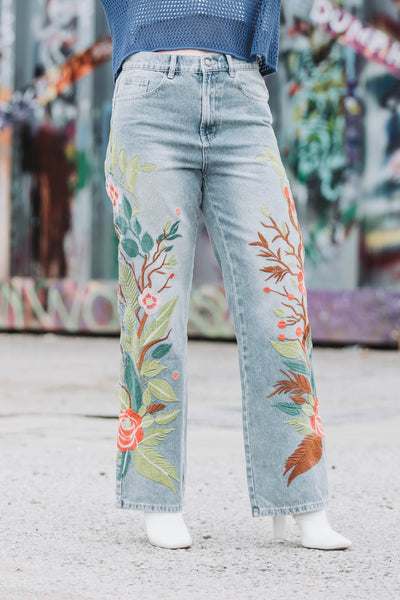 gypsohila ジプソフィア Embroidery Pants 36 Boyfriend_Fit_Embroidered_Jean