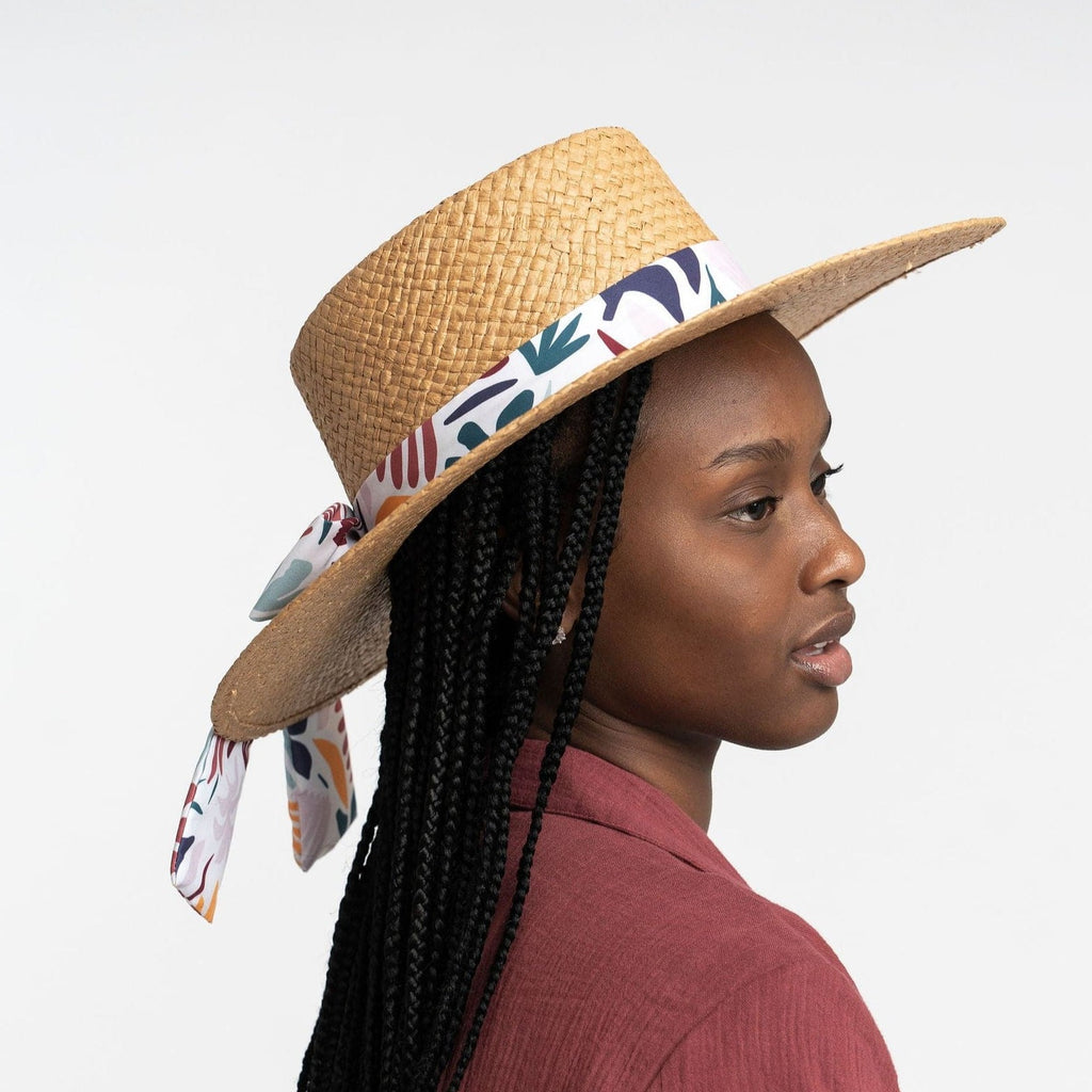 Galina Straw Hat With Recycled Microfiber Printed Band GyalBashy