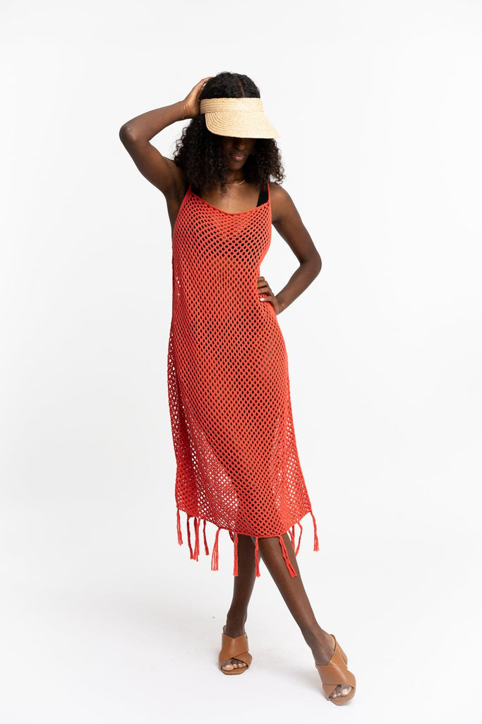 Recycled Polyester Bambarra Crochet Coverup With Tassels GyalBashy