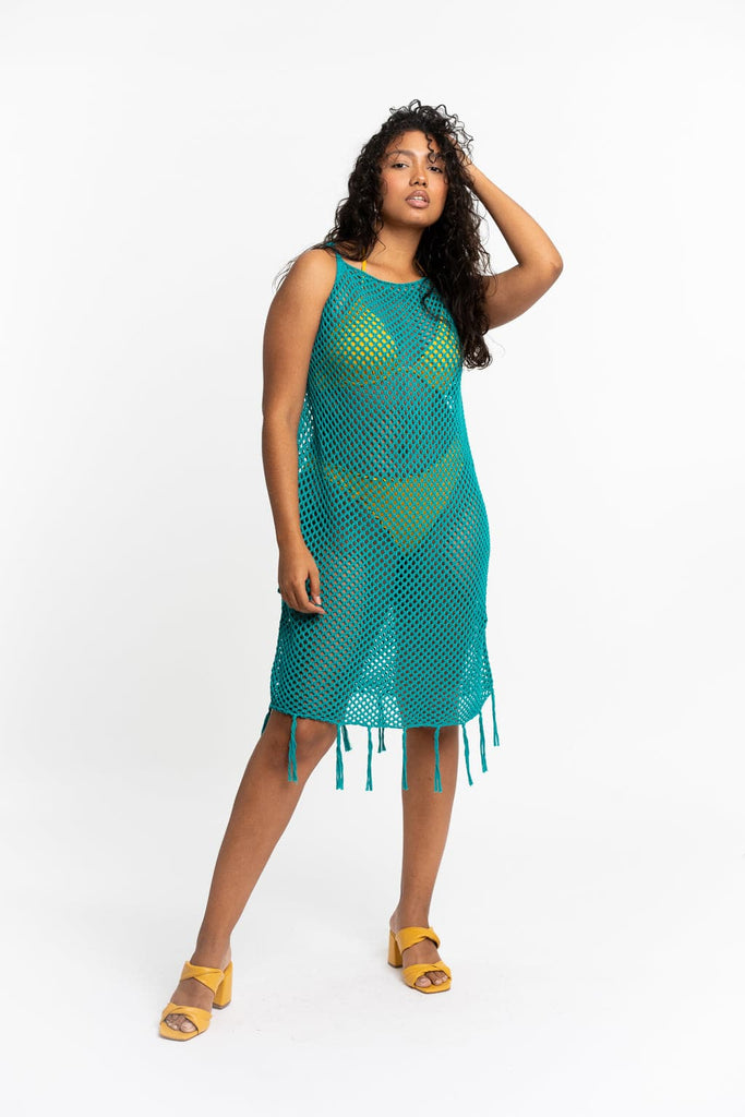 Recycled Polyester Bambarra Crochet Coverup With Tassels GyalBashy