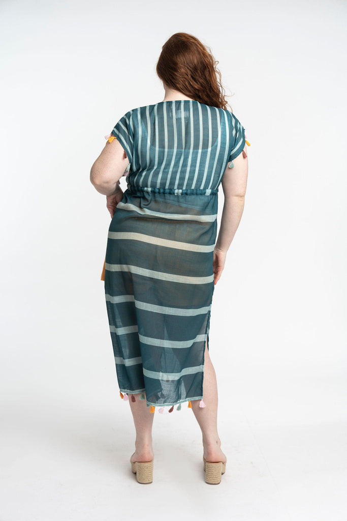 Recycled Polyester Luana Striped Maxi Cover Up With Tassels GyalBashy