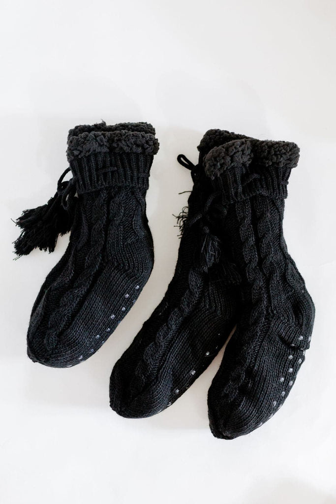 Youth Knit Slipper Socks With Sherpa Lining GyalBashy